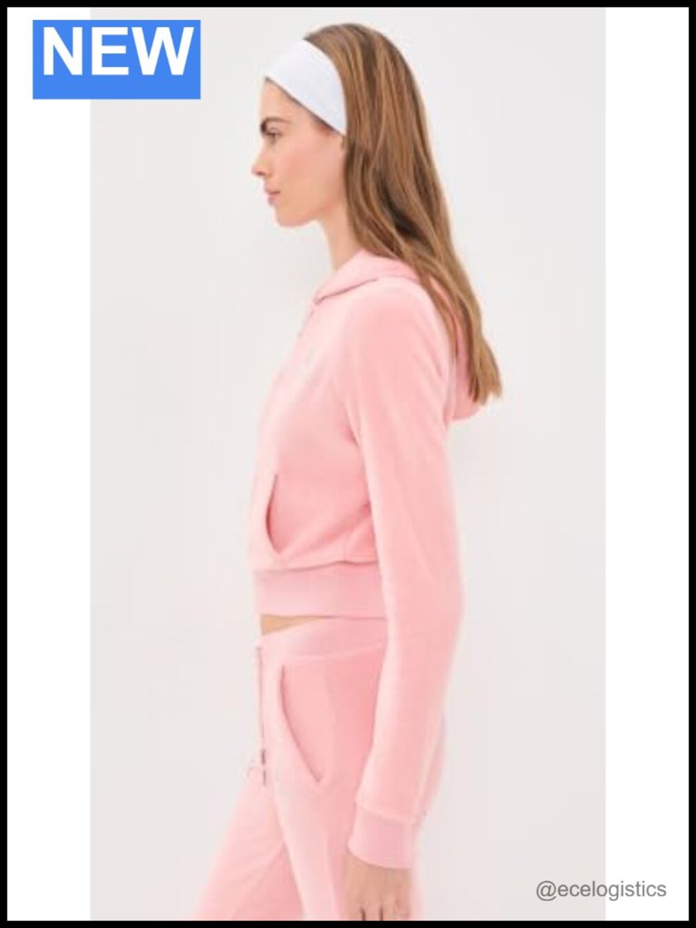Velour Zip Hoodie with Rhinestone Lettering - Picture 4 of 5